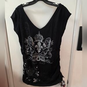 Ransom Black V-Neck Tank with Silver Crest Graphic